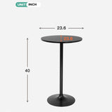 FDW Modern 40" Round Bar Table - Stylish Black Hydraulic Kitchen & Dining Table FDW
