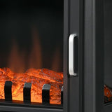 HOMCOM 24" Electric Fireplace Stove, Freestanding Infrared Fire Place Heater with Realistic Logs Flame, Adjustable Temperature, Overheat Protection, 1000W/1500W, Black HOMCOM