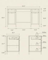 MoomJiee 52" Executive Desk with Storage Drawer, Farmhouse Home Office Desk with Storage Cabinet Wood Computer Writing Desk for Study Office, Natural Oak MoomJiee