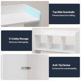 HOOBRO Desktop Bookshelf, Office Desktop Shelf, Desk Hutch with Outlets, Wooden Office Desktop Bookcase, Desktop Organizer Shelf with LED Light Strip and 3 Hooks, for Home, Study, White WT12UDSJ01 HOOBRO