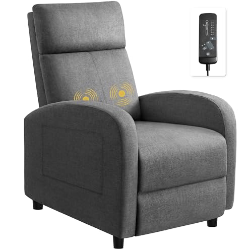 Furniwell Massage Recliner Chair for Living Room Adjustable Fabric Reclining Chair Home Theater Seating Modern Winback Single Sofa for Adults with Footrest (Gray) Furniwell