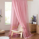 NICETOWN Decorative Pink Bed Canopies & Drapes for Kids Room - Voile Sheer Toddler Bed Canopy Curtain Scarf Valance DIY for Bedroom, 1 Panel, W114 x L180
