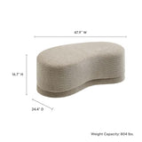 Modway Nimbus 48 Inch Curved Ottoman Bench in Oat - Soft Fabric Chenille Ottoman - Versatile Bedroom Bench - Bouclé Footstool - Upholstered Coffee Table - Bedroom and Living Room Furniture Modway