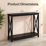 SUPER DEAL Console Table 39.5”, 2-Tier Narrow Sofa Side Table with Storage Shelf, Entrance Table for Hallway/Foyer/Living Room/Corridor/Office, Black SUPER DEAL