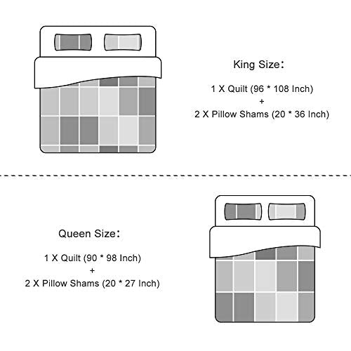 Travan 3-Piece Quilt Set Quilted Bedspread Lightweight Coverlet Set Garden Style Floral Printed Oversized Quilted Bedding Set with Shams for All Season, Exquisite, King Size Travan