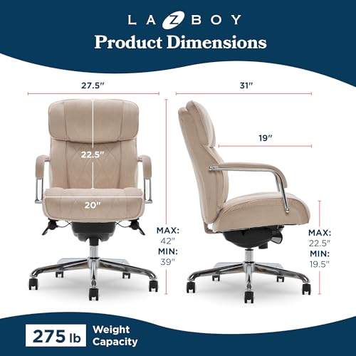 La-Z-Boy Sutherland Ergonomic Fabric Swivel Computer and Desk Chair, Cream (CHR10048D) La-Z-Boy