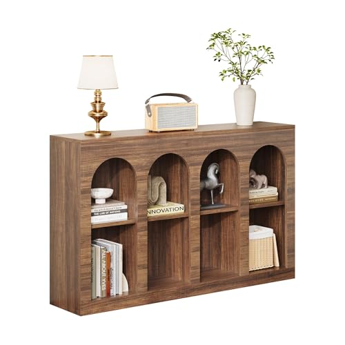 LIKEMET 55" Arched Console Table, Mid Century Modern Entryway Table with 4 Tier Display for Entryway, Living Room, Entrance, Hallway, Foyer and Front Door LIKEMET
