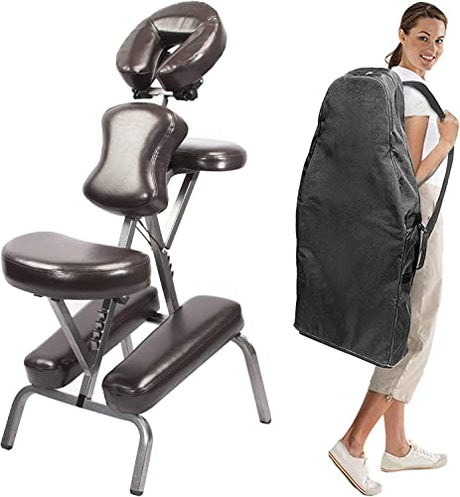 Master Massage Bedford Adjustable Portable Folding Full Body Massage Chair, Coffee, 11" x 14" x 39" Master Massage Equipment