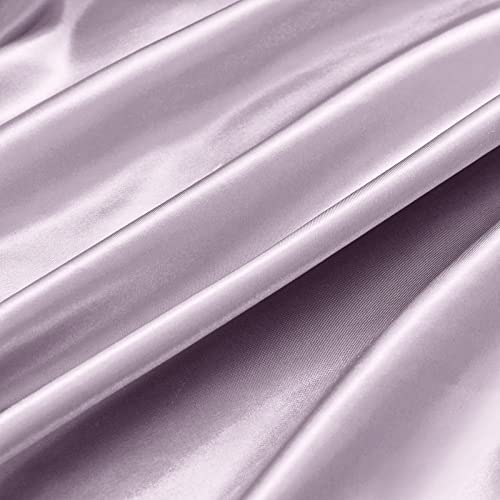 Ersmak 4 Pieces Satin Sheets Set Twin Size, Luxury Silky Lavender Satin Bed Sheets Set with 1 Deep Pocket Fitted Sheet, 1 Soft Flat Sheet, 1 Queen Pillowcases and 1 Body Pillowcase Ersmak