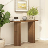 WINWY Fluted Solid Wood Console Table-39.2" Farmhouse Entryway Table with Rounded Corners, Morden Sofa Tables Behind Couch for Foyer, Entrance, Living Room, Hallway WINWY