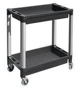MaxWorks 80384 Black and Gray Two-Tray Service/Utility Cart With Aluminum Legs And 4" Diameter Swivel Castors MaxWorks