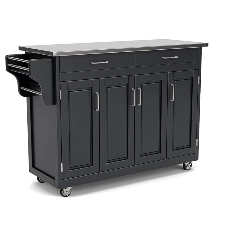 Pemberly Row Traditional Styled Wood Kitchen Cart in Black Finish Pemberly Row