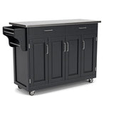 Pemberly Row Traditional Styled Wood Kitchen Cart in Black Finish Pemberly Row