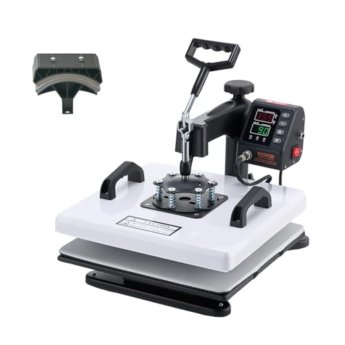 VEVOR Heat Press Machine, 15 x 15 in, 2-in-1 Multifunction, 360° Swing Away, 1200W Double Tube Fast and Even Heating, Digital Precise Control, Sublimation Press Machine for T-Shirts, Hats, Caps VEVOR