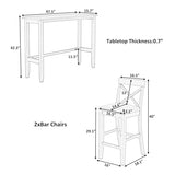 LUMISOL 3 Piece Pub Table and Chair Set, Small Wood Counter Height Table Set, 3 Piece High Top Dining Table Set for Breakfast Nook, Gray LUMISOL