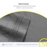King Size Sheets - Breathable Luxury Bed Sheets with Full Elastic & Secure Corner Straps Built In - 1800 Supreme Collection Extra Soft Deep Pocket Bedding Set, Sheet Set, King, Gray Sweet Home Collection
