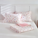 Joyreap 3 Pieces Cotton Quilt Set for Girls, Full/Queen Size Pink Flowers Floral Design, Cozy Lightweight Quilt Bedspread Bed Cover for All Season, 1 Quilt and 2 Pillow Shams- 90x90 inches Joyreap