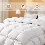 DOWNSTORIA Feather Down Fiber Comforter King Size, Ultra Soft Fabric Duvet Insert, Luxurious Hotel Collection White Bedding Comforters, All Season Medium Warmth 106 x 90 Inch. DOWNSTORIA