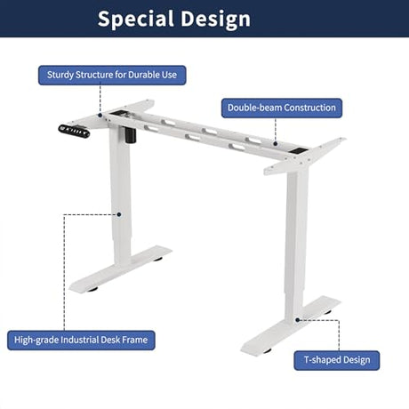 Banahomr 55 inch Motorized Standing Desk with Type-C Port, Wooden Standing Desk Adjustable Height with Controller, Electric Rising Desks for Home Office (White, 55 Inch) Banahomr