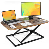 JOY worker Standing Desk Converter, 31 Inch Compact Height Adjustable Stand up Desk Riser, Ultra Low Profile Sit to Stand Table for Laptop Riser Workstation, Rustic Brown JOY worker