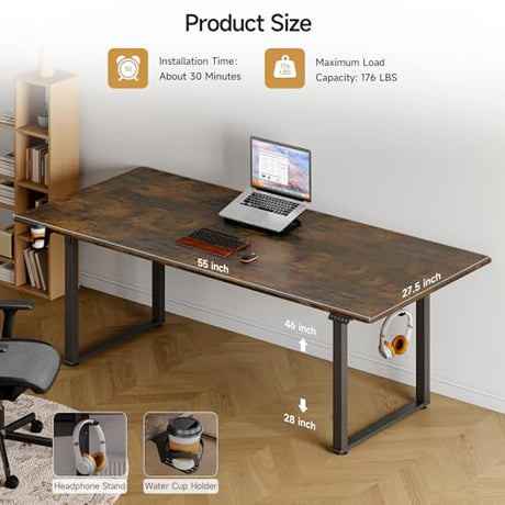 ONBRILL Standing Desk, 71x32 Inches Rectangle Stand Up Desk with 4 Legs, Dual Motor and Memory Controller, Adjustable Height from 28-46 Inches for Home and Computer Workstation, Rustic Brown ONBRILL