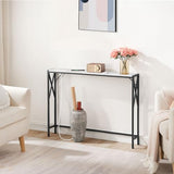 MAHANCRIS 39.4” Narrow Sofa Table with Charging Station, Skinny Console Table, Slim Entryway Hallway Couch Table, for Entrance, Foyer, Living Room, Hallway, Marble CTHM151E01 MAHANCRIS
