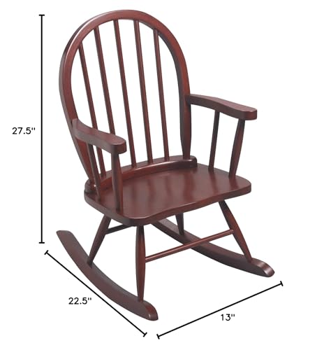 Gift Mark Childs Rocking Chairs - Windsor Kid's Rockers - Classic Hand-Made Wooden Seats for Boys and Girls - Childrens Furniture Rocker (Brown) Gift Mark