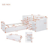Ball & Cast L-Shaped Space-Saving Twin Low Loft with Platform Bed,Bunk Bedframe W/Full Safty Guardrails & 7 Drawers,Sturdy Construction,Easy Assembly,Functional Bedroom Set for Boy Girl Keens,White Ball & Cast