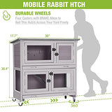 Rabbit Hutch Bunny Cage, Guinea Pig Cage Bunny Hutch Indoor, Wood Pet Cage with 4 Casters -2 Story & 2 Trays GUTINNEEN