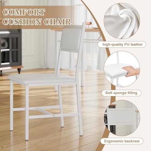 VECELO Dining Table Set for 4 with Chairs, 5-Piece Kitchen Table and Upholstered Padded Chairs Set for Small Space, Dining Room, Apartment, Natural Oak VECELO