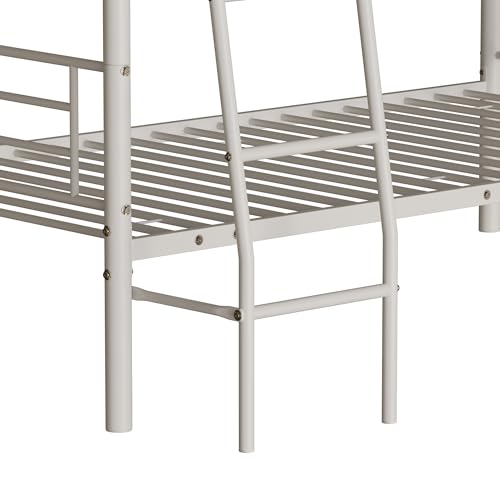 Skipity Sigmo Metal Triple Bunk Bed, Heavy Duty Twin Size Triple Bunk Bed Frame for 3 with Ladder & Guardrail, 3 Bunkbeds for Kids Adults Teens Boys, Bedroom, Dormitory, No Box Spring Need, White Skipity Sigmo