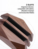 Nuvograin Dual Laptop Holder Vertical Laptop Stand, 2 Slots MacBook Stand Wood,Wooden Laptop Stand,Vertical Laptop Holder for Desk, Widen Dock Fits All MacBook/Surface pro Nuvograin