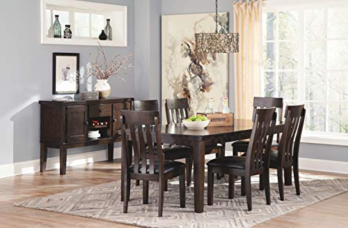 Signature Design by Ashley Haddigan Traditional Rectangular Dining Extension Table, Seats up to 8, Dark Brown - WoodArtSupply