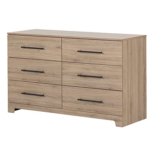 South Shore Primo 6-Drawer Double Dresser, Rustic Oak - WoodArtSupply