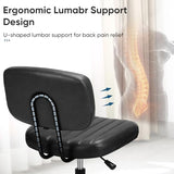 DUMOS Armless Office Desk Chair, Small Height Adjustable Computer Task Chair with Low Back Lumbar Support and 360° Swivel Rolling Wheels for Small Space, Kids and Adults, Dark Black DUMOS
