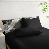 Nttopship 7 Pieces Black Gold Gray Marble Comforter Set Queen Size,Marble Minimalist Wind Design Bedding Quilt Set 7PCS Bed in A Bag,Bed Sheet Set All Season Lightweight Soft Microfiber Nttopship