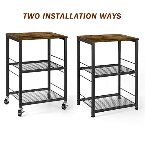 OYEAL Night Stand Industrial End Table with Storage Shelf Farmhouse Sofa Side Table for Small Spaces, Bedside Table for Living Room Bedroom, Stable Metal Frame,Rustic Brown OYEAL