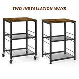 OYEAL Night Stand Industrial End Table with Storage Shelf Farmhouse Sofa Side Table for Small Spaces, Bedside Table for Living Room Bedroom, Stable Metal Frame,Rustic Brown OYEAL