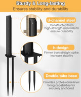 Mokeyder Fence Post Anchor Kit, Heavy Duty Metal Steel Fence Post Repair Kit, Fence Post Anchor Stakes Ground Spike for Repairing Tilted/Broken Wood Fence Post, Double-Tube Style, 2 Packs Mokeyder