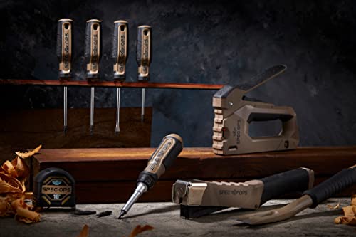 Spec Ops Tools Ratcheting Screwdriver, 12-in-1, Includes 6 Double-Sided S2 Steel Bits, Magnetic, Cr-Mo Steel Shaft, 3% Donated to Veterans Flat Dark Earth/Black Spec Ops