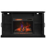 duraflame® Electric Fireplace Media Mantel for TVs up to 65 inches and Farmhouse Storage Cabinets, Black Embossed Ash Duraflame