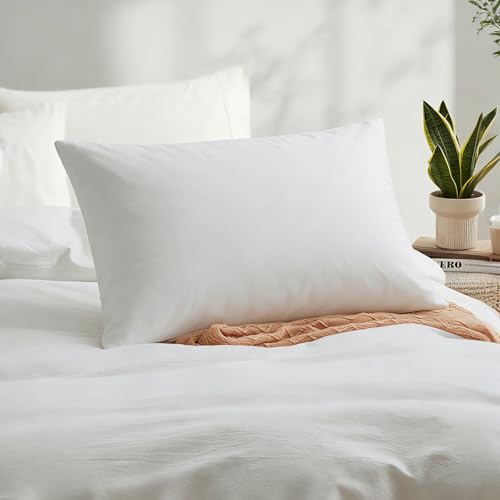 LOVQUE 100% Washed Cotton Duvet Cover Twin Size, Linen-Like Textured White Fade-Resistant Natural Bedding Set (No Comforter), 68x90 Inches LOVQUE