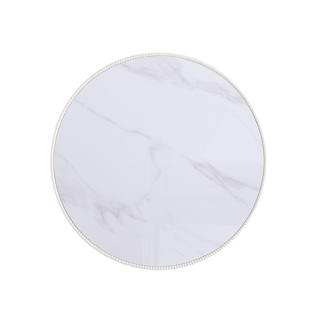 Manhattan Comfort Modern Anderson Coffee Table Upholstered in Cream Leatherette with Ceramic Faux Marble Tabletop Manhattan Comfort