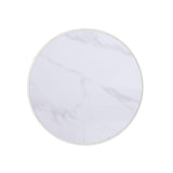 Manhattan Comfort Modern Anderson Coffee Table Upholstered in Cream Leatherette with Ceramic Faux Marble Tabletop Manhattan Comfort