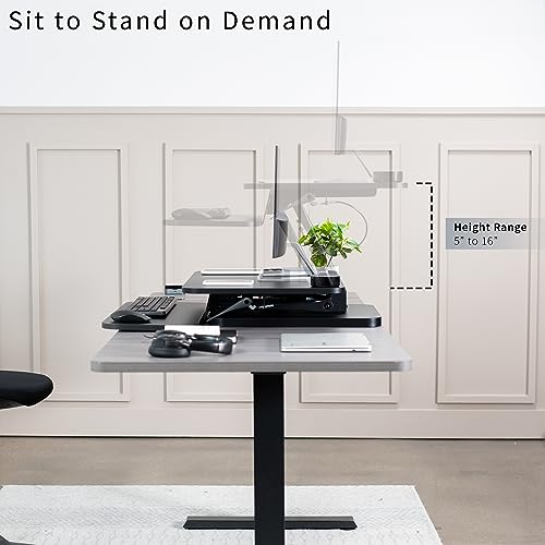 VIVO Black Height Adjustable 25 inch Standing Desk Converter, Compact Sit Stand Tabletop Monitor Riser Workstation, DESK-V001G VIVO