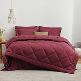 Love's cabin Twin Comforter Set Burgundy, 5 Pieces Twin Bed in a Bag, All Season Bedding Sets with 1 Comforter, 1 Flat Sheet, 1 Fitted Sheet, 1 Pillowcase and 1 Pillow Sham Love's cabin