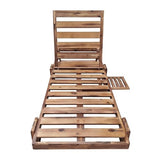 Acacia Wood Outdoor Patio Chaise Lounge Chair, All Weather Reclining Chairs Lounge Chairs with Adjustable Reclining Backrest and Cushions for Terrace, Poolside, Garden, and Beach (Beige-1.26)