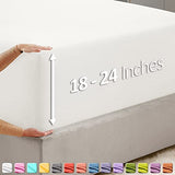 Hearth & Harbor Extra Deep Pocket Queen Fitted Sheet - Fits 18 to 24 Inch Mattress – Ultra Soft 1800 Microfiber, Wrinkle-Free & Breathable – Hotel Luxury Fitted Sheet Only, White Hearth & Harbor