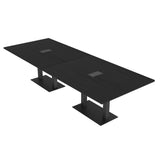 12 Person Rectangle Conference Table with Matte Black Square Metal Base | Scratch-Resistant Laminate | Harmony Series Modular Meeting Tables for Office and Homes | Black Cypress - 12' SKUTCHI DESIGNS INC.