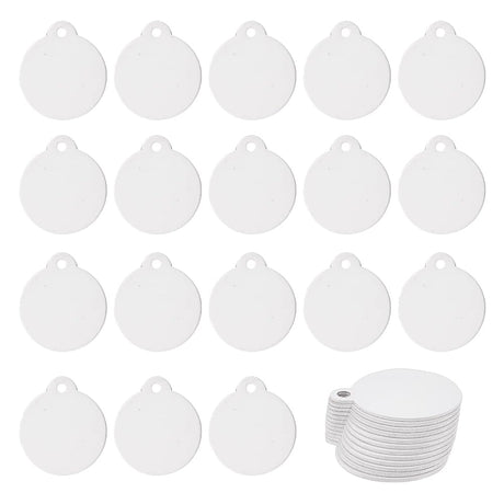 BENECREAT 30pcs Sublimation Aluminum Blank, Flat Round Aluminum Stamping Tag Blank Dog Tag Double Sided Transfer Tags for DIY Keychains, Pets Tags Project, 1.4x1.2" BENECREAT